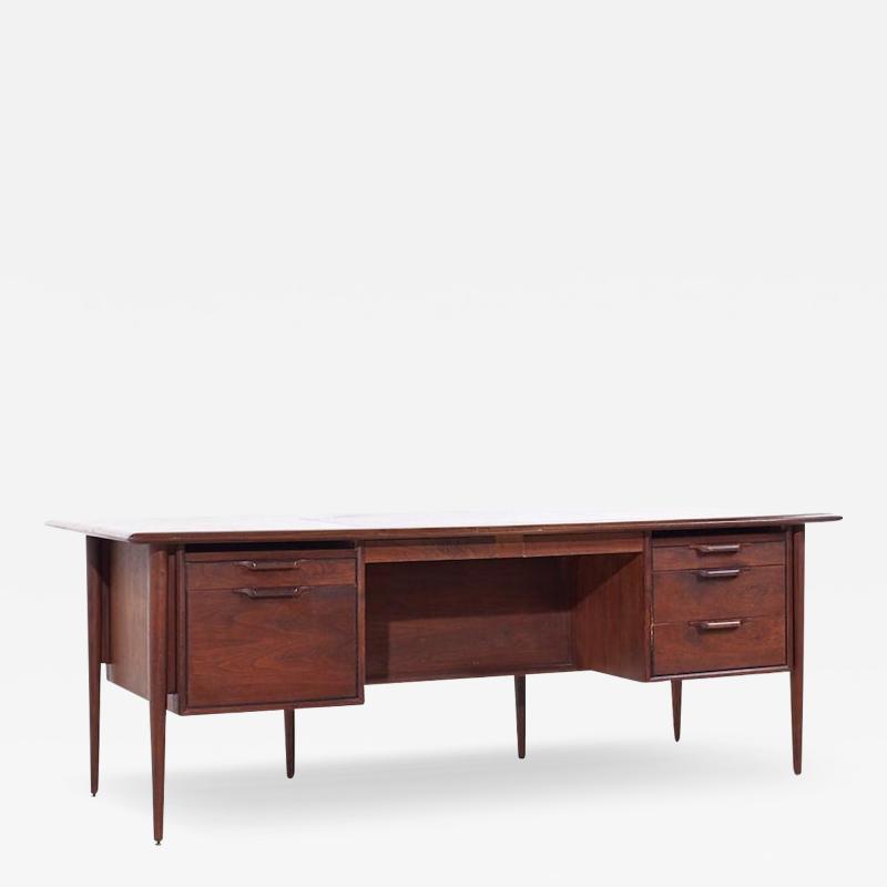  Alma Desk Company Alma Castilian Mid Century Walnut and Leather Executive Desk