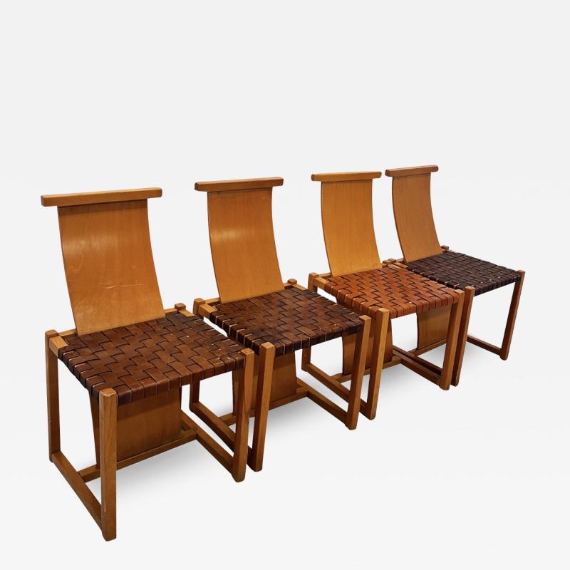  Alvar Aalto Re Edition Set of 4 Mid Century Dining Side Chairs by Avar Aalto 1960s