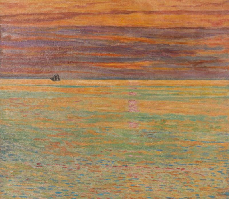  American Impressionist Sunset At Sea