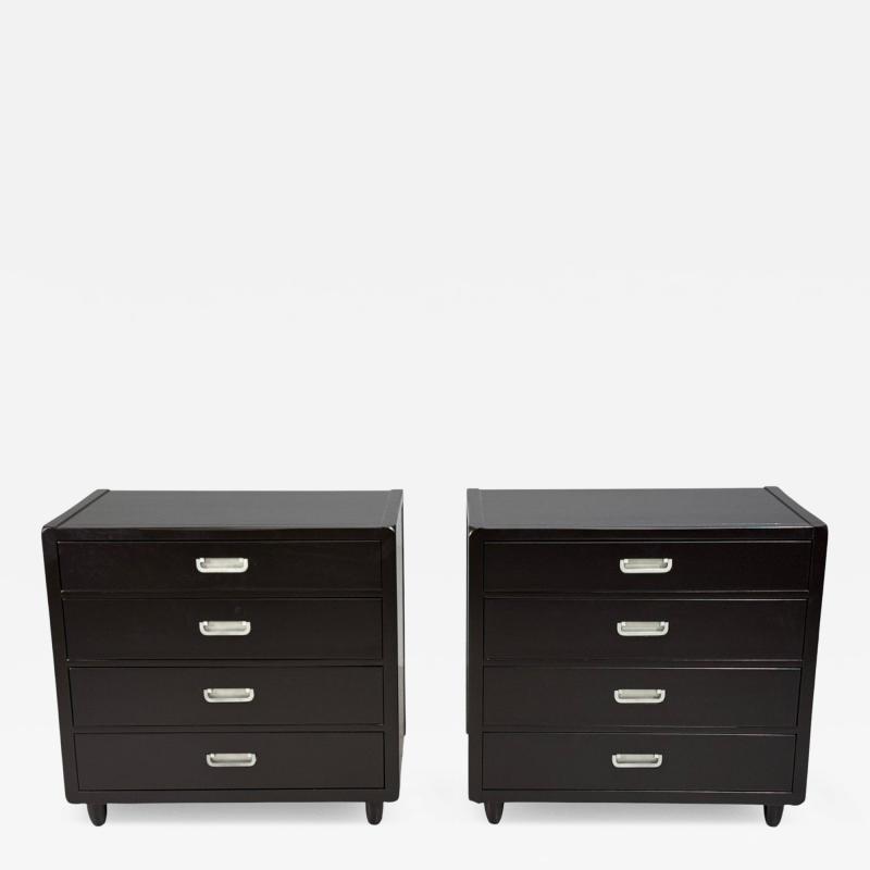  American of Martinsville American of Martinsville Campaign Dressers Ebonized Wood Chrome USA 1970s