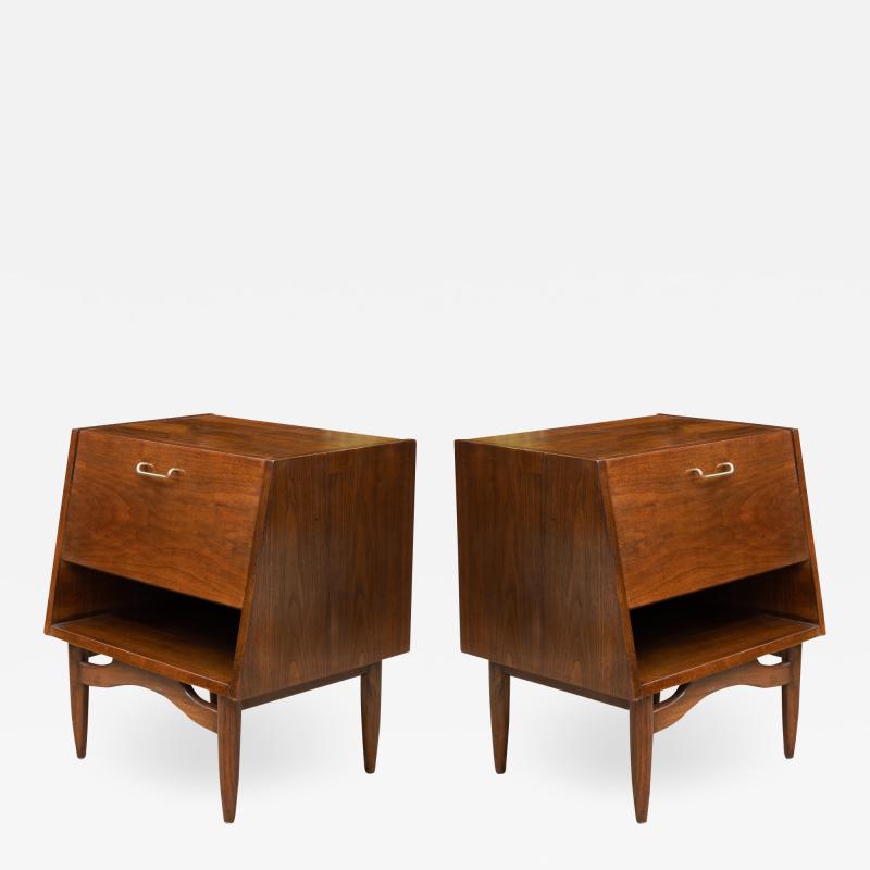  American of Martinsville Dania Nightstands in Walnut by Merton Gershun for American of Martinsville Pair