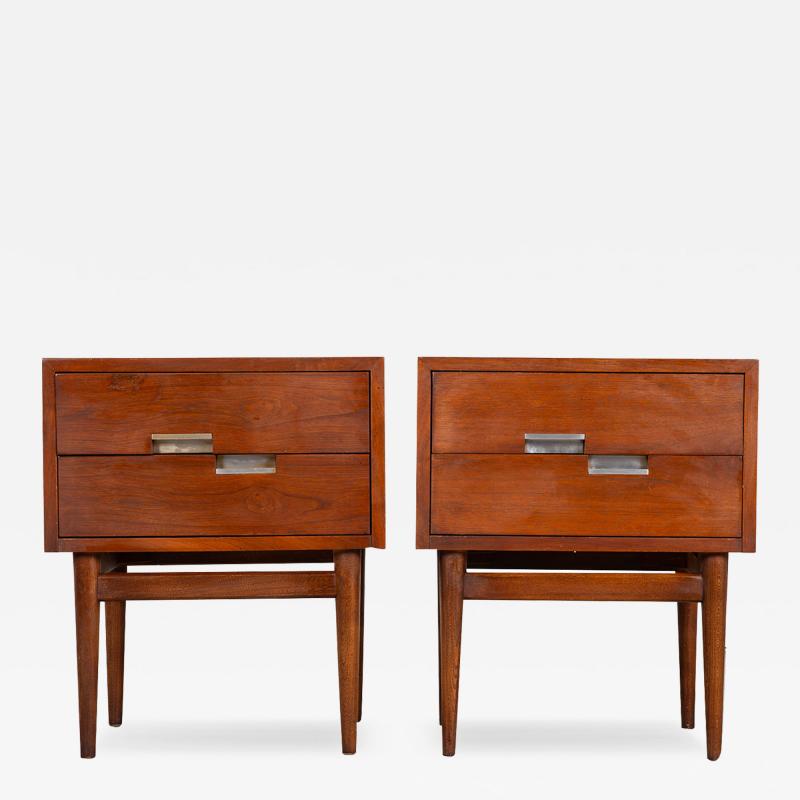  American of Martinsville Pair Mid Century End Tables Nightstands American of Martinsville