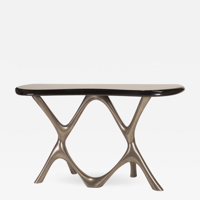  Amorph Amorph Avatar Console Table Nickel Finish Base and Black Lacquer