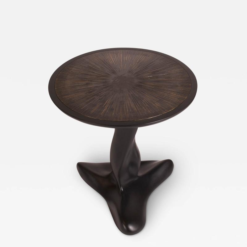  Amorph Amorph Helios Side Table Black Matte Lacquered Gold Leaves Gilding