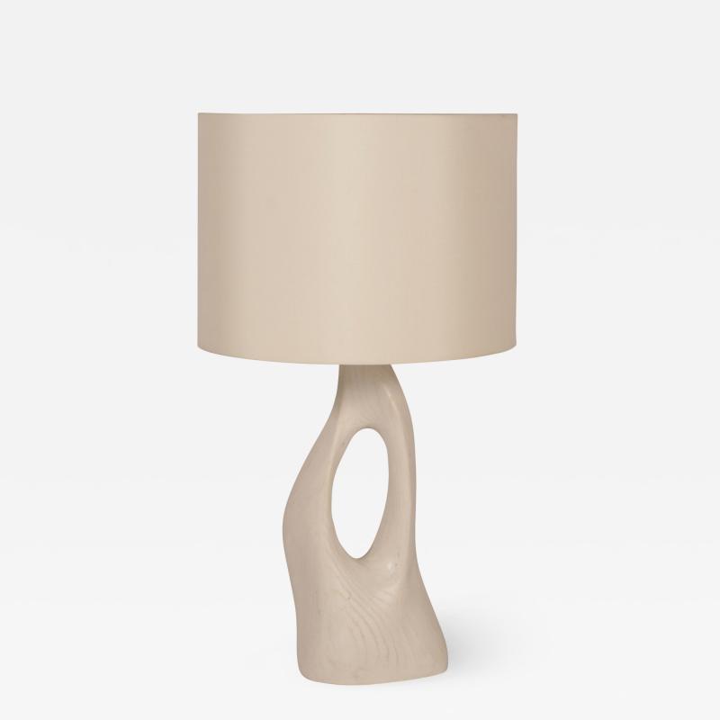  Amorph Amorph Helix Table Lamp White Wash Stain with Ivory Silk Shade