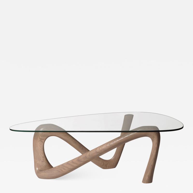  Amorph Amorph Iris Coffee Table with Glass Gray Oak Finish