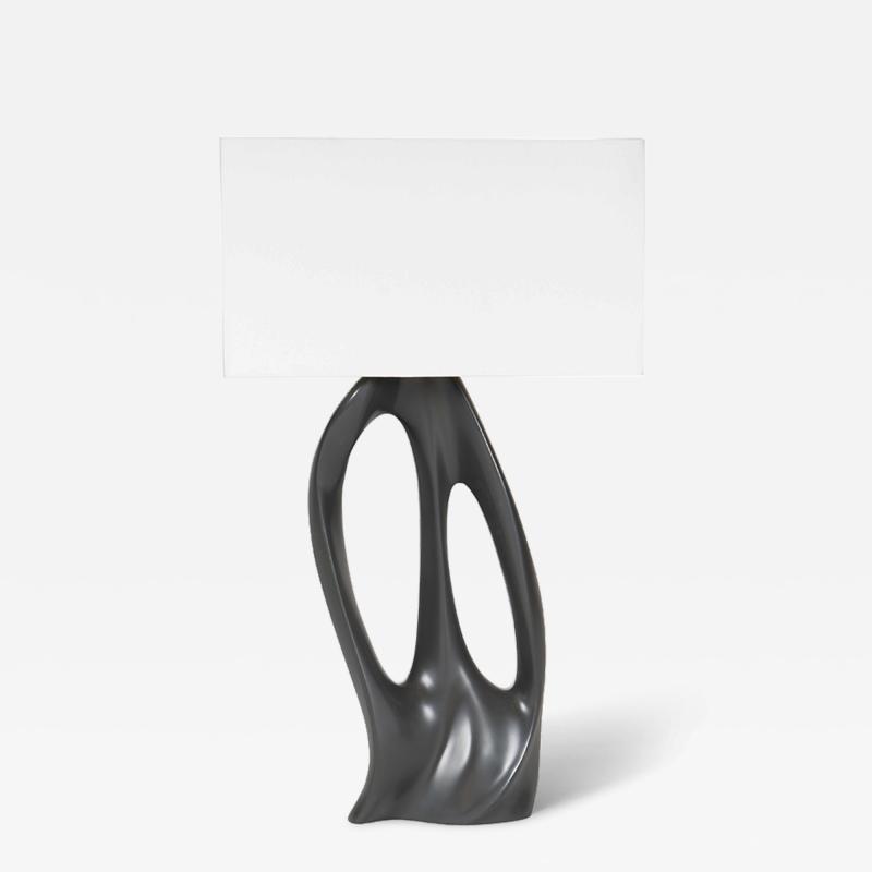  Amorph Ana Table Lamp Gray Lacquer With Ivory Silk Shade