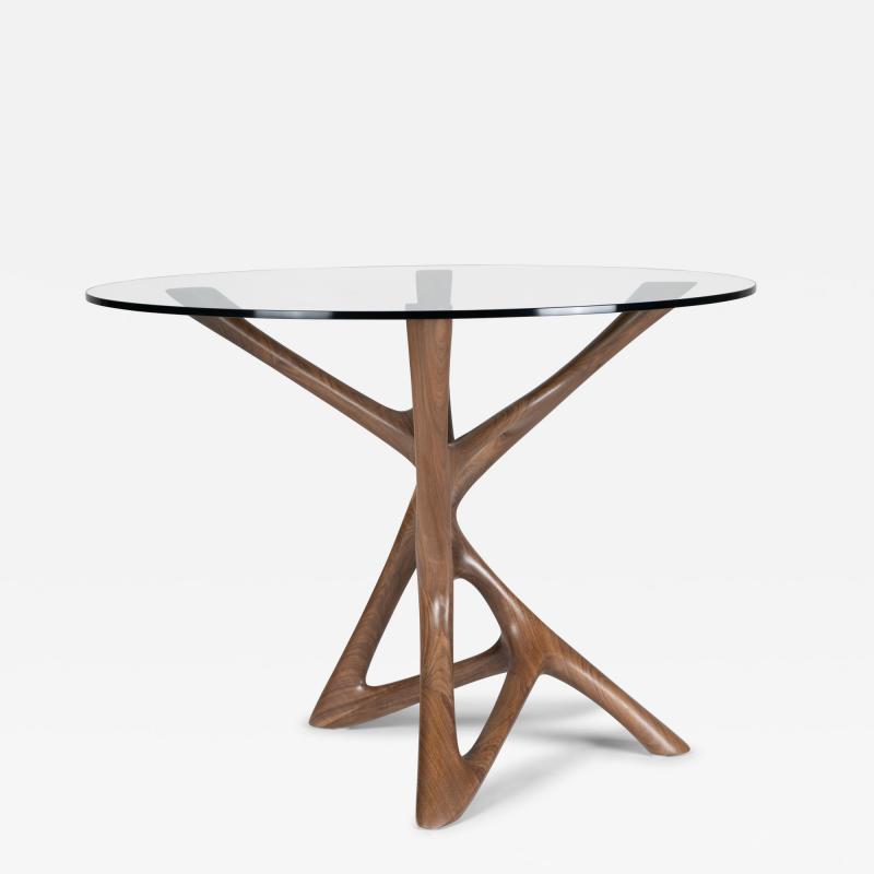  Amorph Ava central table in Natural stain on Walnut wood with glass top