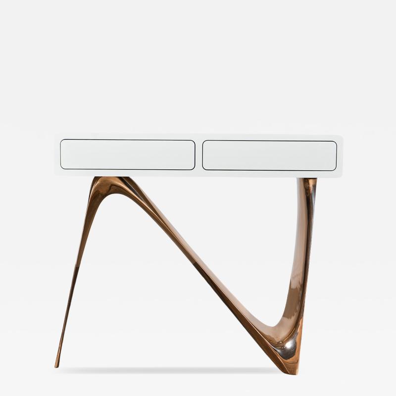  Amorph Aviva Console Table Cast Bronze Base and Lacquered Top by Amorph
