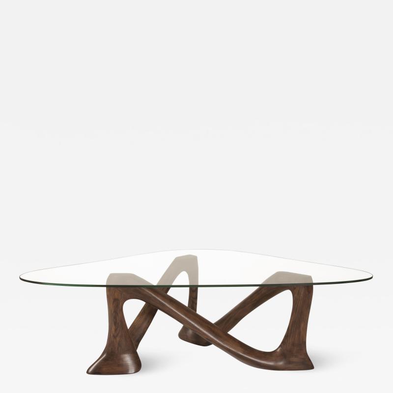  Amorph Hermosa Coffee Table in Solid Wood and Graphite Walnut Stain and Glass Top