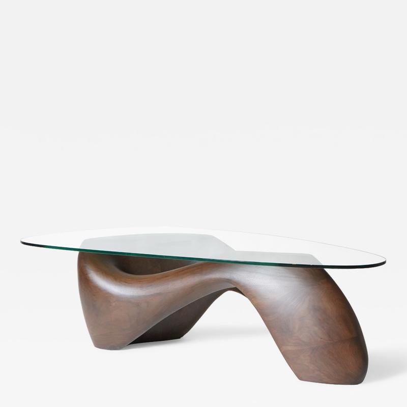  Amorph Lust coffee table in Montana stain on Walnut wood with glass