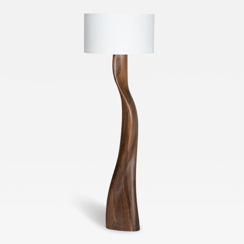  Amorph Roman floor lamp in Walnut wood Natural stain with Ivory silk shade