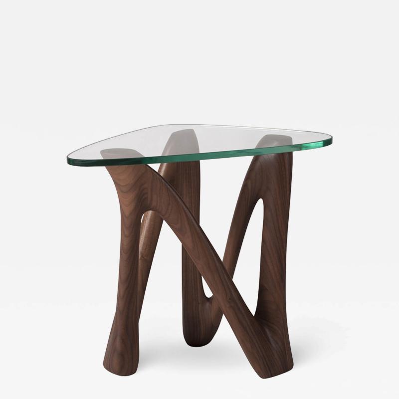  Amorph Ronia Side Table in Walnut wood with 1 2 tempered glass