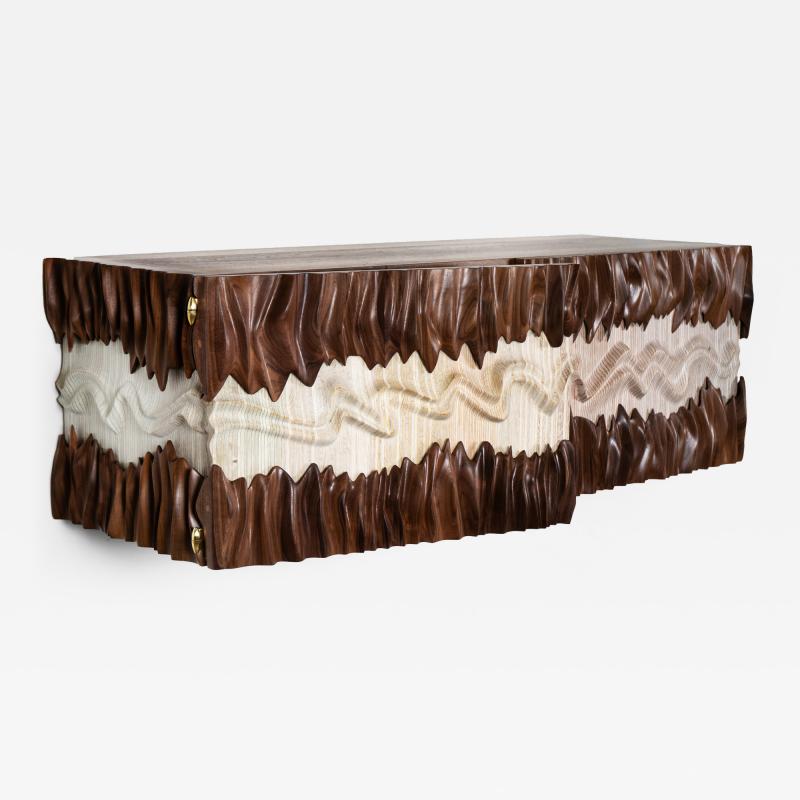  Amorph Sculpture Nuvia cabinet in Walnut White Oak Wood