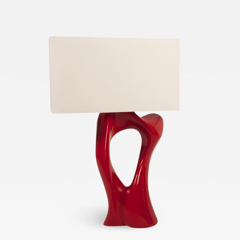  Amorph Vesta Table Lamp Red Lacquer with Ivory Shape