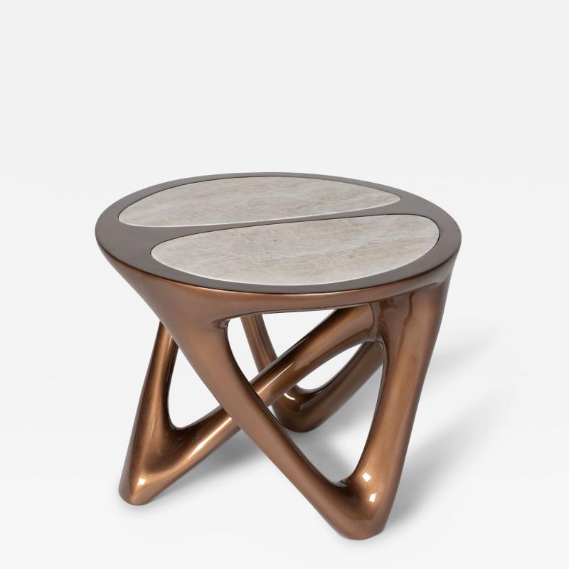  Amorph Ya side table in metallic lacquer with Stone Top