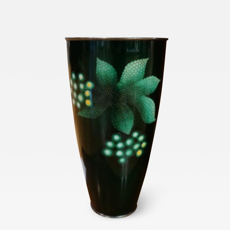  Ando A Showa period green gin bari trumpet vase by Ando