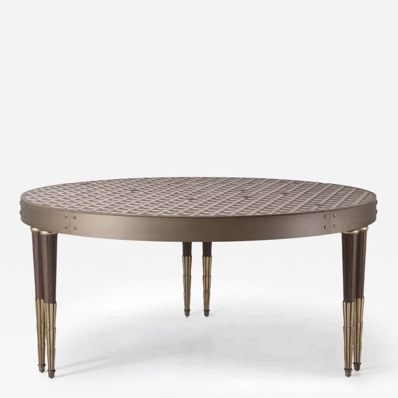  Angelo Cappellini Round Clear Tessella Table with Geometric Inlay