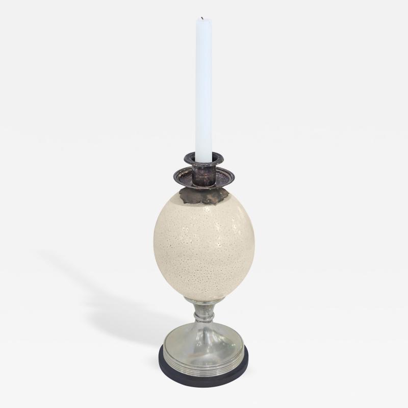  Anthony Redmile Sterling Silver Candle Holder with Ostrich Egg by Anthony Redmile