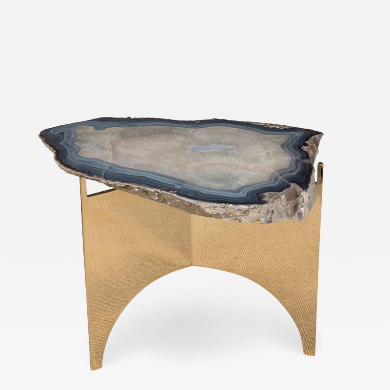  Appel Modern Agate table with mirror polished bronze base