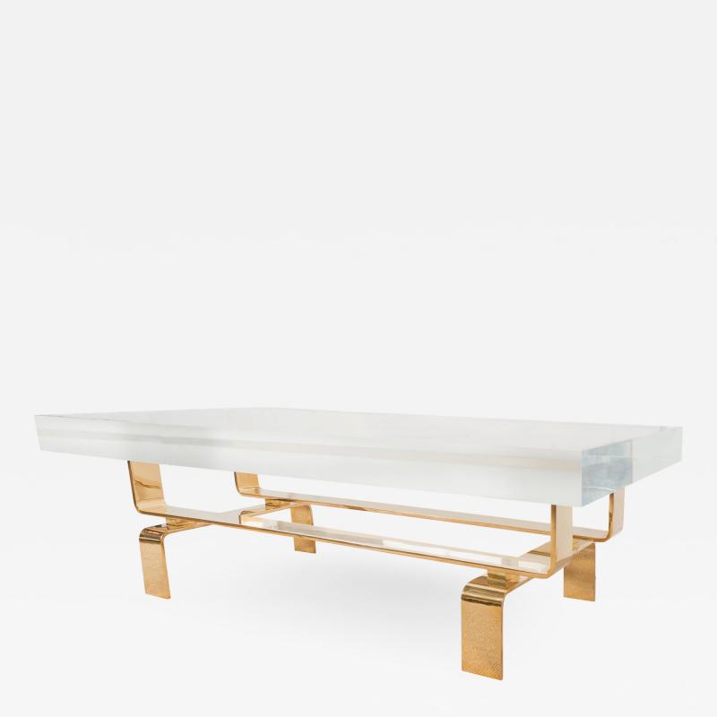  Appel Modern Bronze cocktail table with rectangular lucite top by Appel Modern