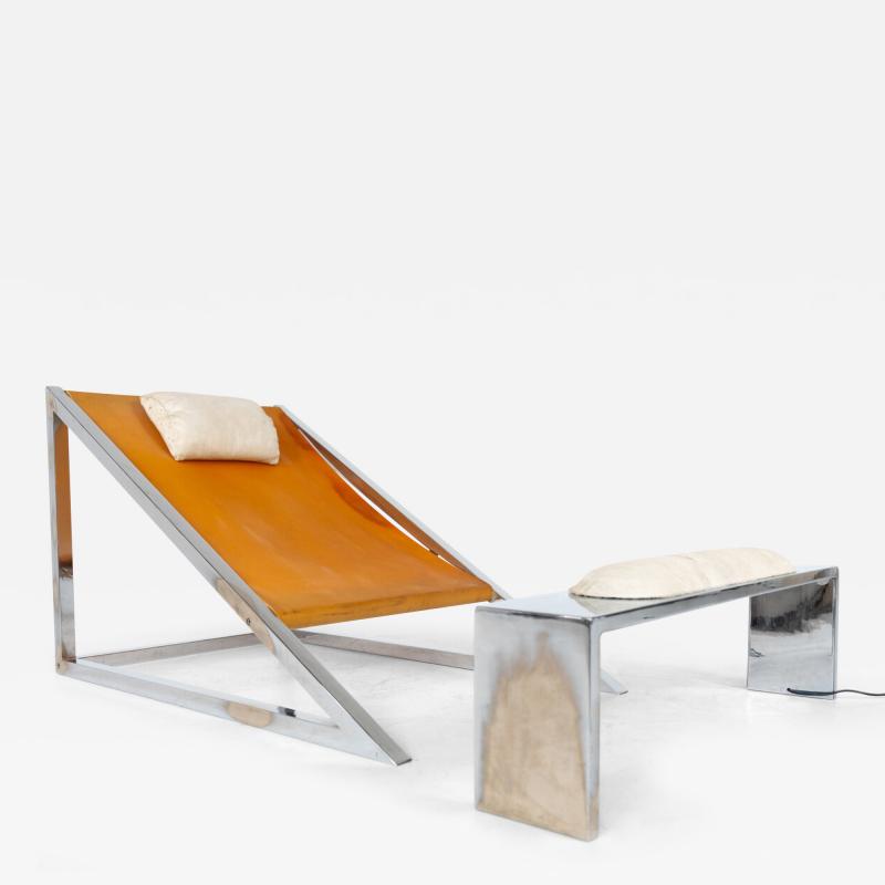  Archizoom Associati Mid Century Modern Mies Lounge Chair with Ottoman by Archizoom Associati 1960