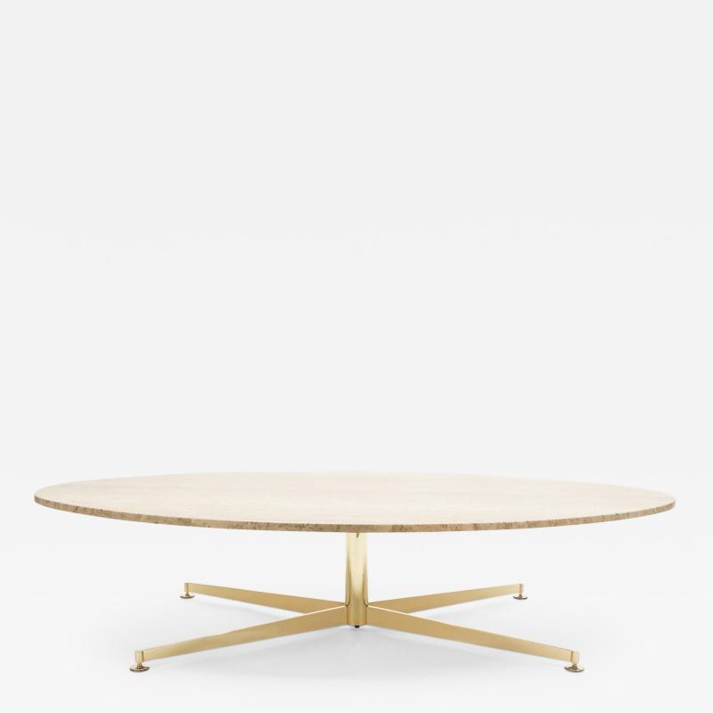  Arflex First Arflex Edition by Michel Kin Elliptical travertine brass Coffee Table 1960