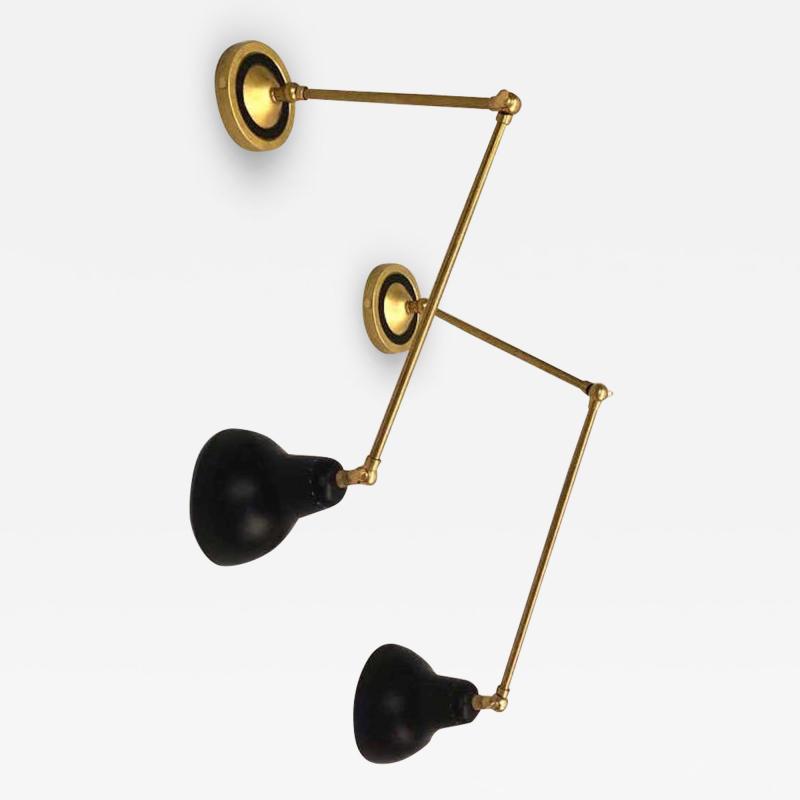  Arredoluce Pair of Italian Mid Century Modern Style Brass Articulating Sconces Arredoluce