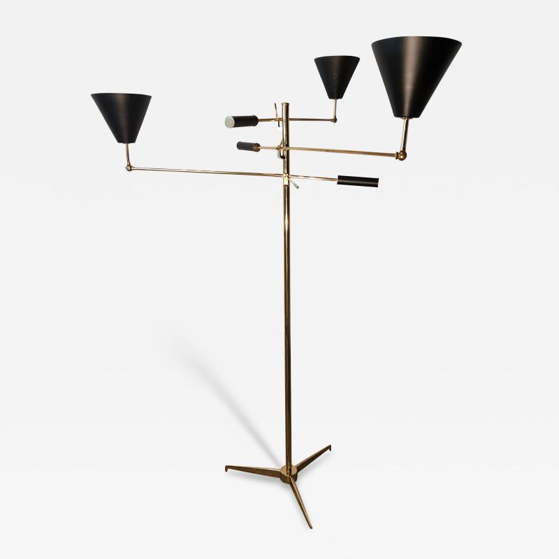  Arredoluce Triennale Polished Brass Floor Lamp Arredoluce Designer Angelo Lelli Italy 1947