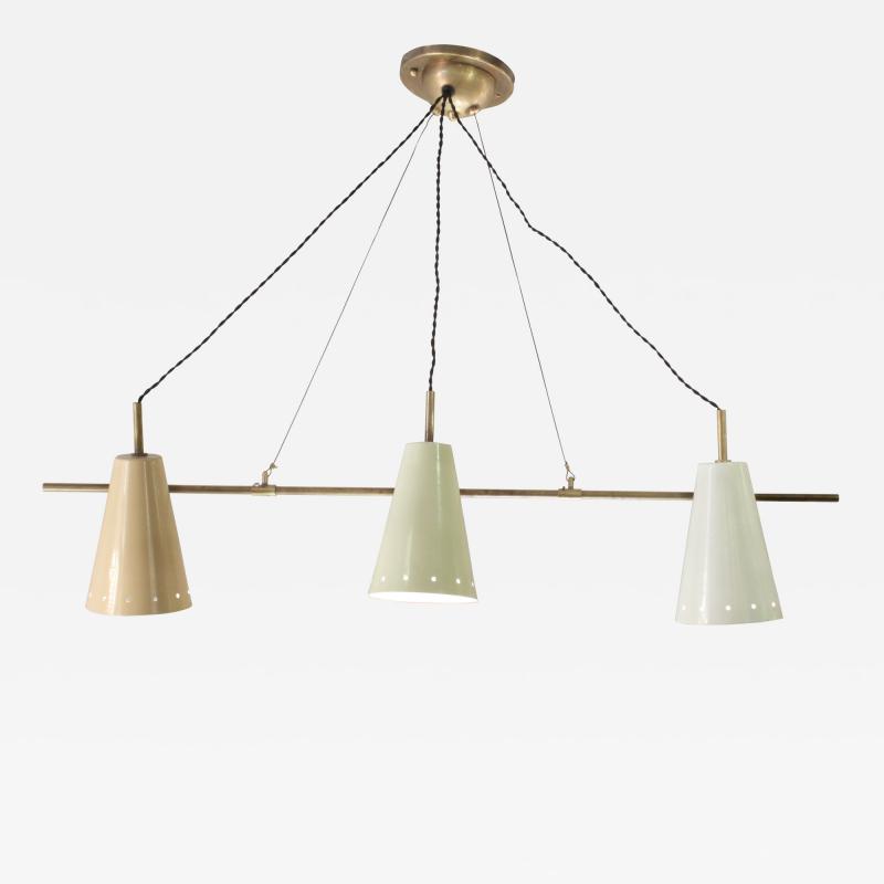  Arredoluce Triple Pendant Cone Shade Chandelier Attributed to Arredoluce