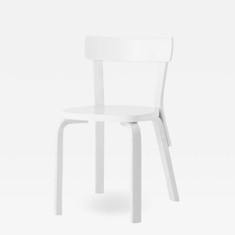  Artek Authentic Chair 69 in Birch with White Lacquer by Alvar Aalto Artek