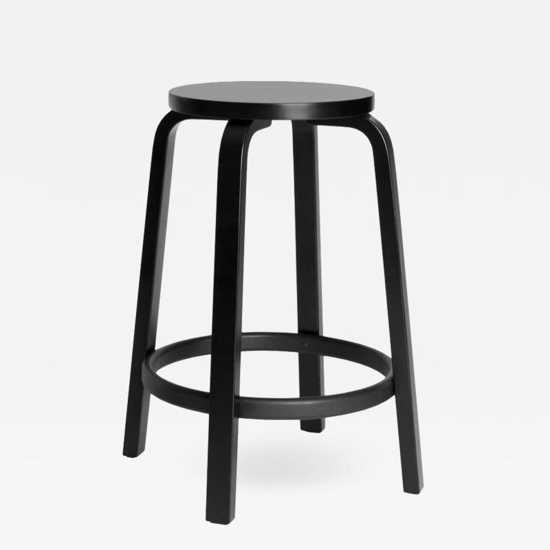  Artek Authentic High Stool 64 Counter Stool in Black by Alvar Aalto Artek