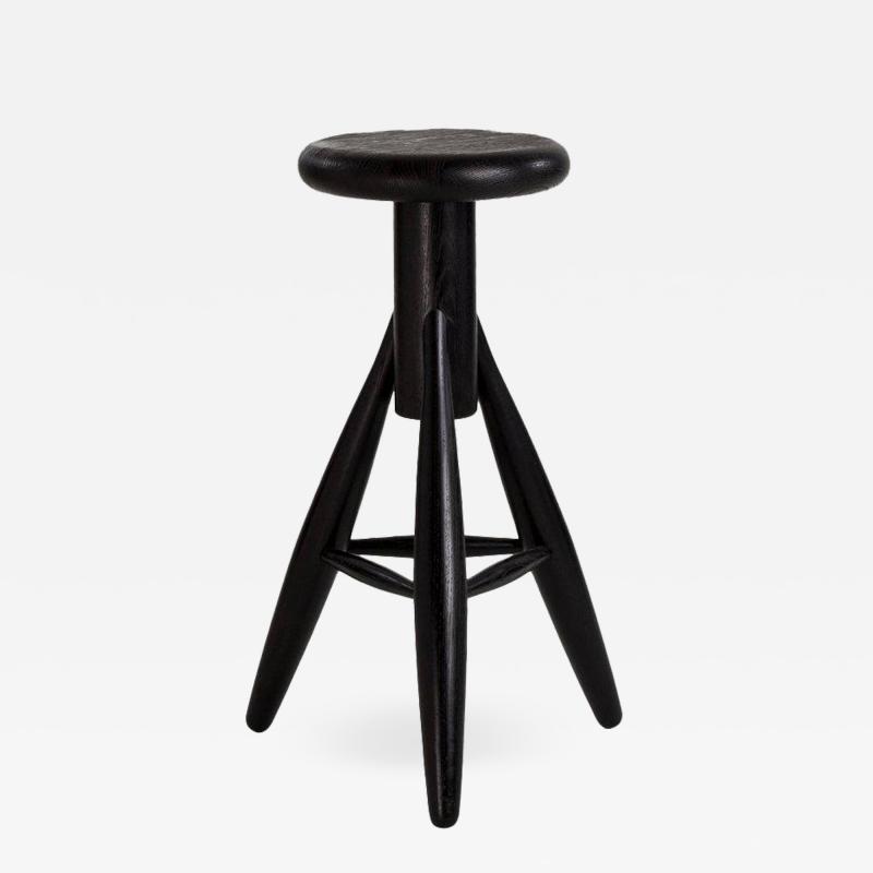  Artek Authentic Rocket Bar Stool in Oak with Black Lacquer by Eero Aarino Artek