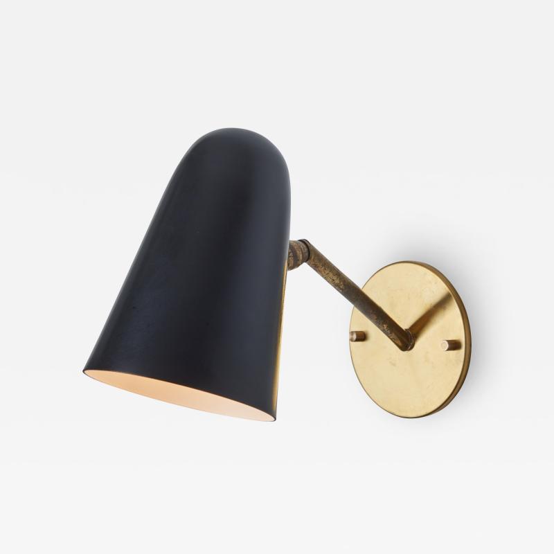 Arteluce 1950s Gino Sarfatti Model 27 Black Metal Brass Sconce for Arteluce