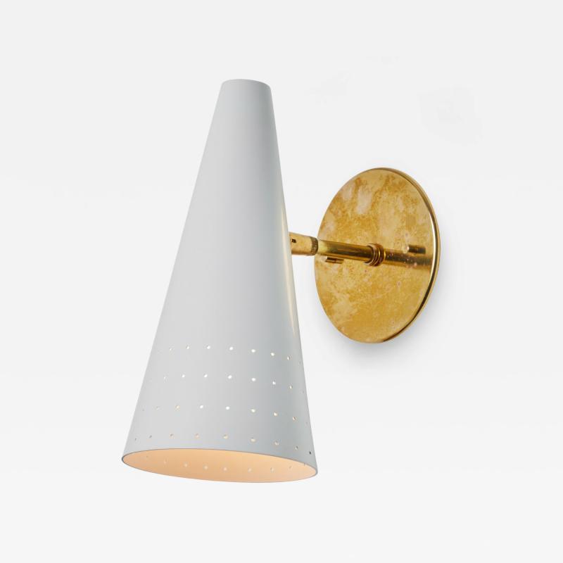  Arteluce 1950s Italian White Perforated Cone Sconce Attributed to Gino Sarfatti