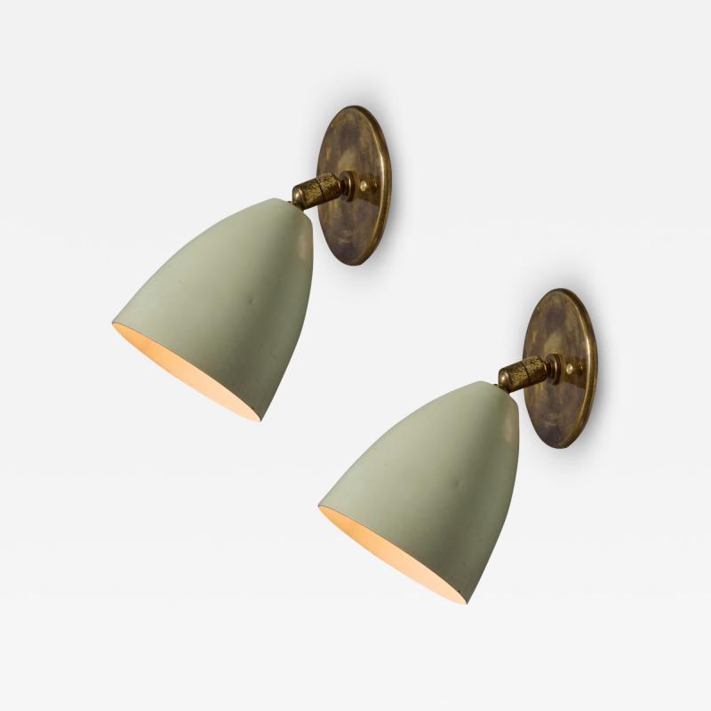  Arteluce Pair of 1950s White Metal Model 26B Sconces by Gino Sarfatti for Arteluce