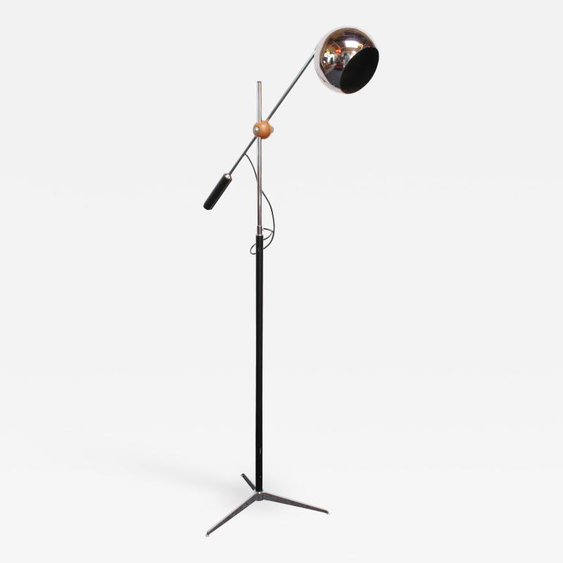  Arteluce Single Arm Counterbalance Chrome Globe Floor Lamp by Arteluce