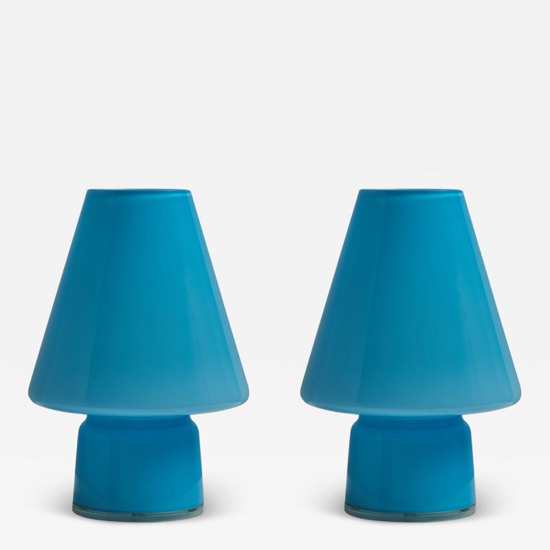  Artemide Pair of 1980s Memphis Style Glass BiBi Table Lamps for Artemide