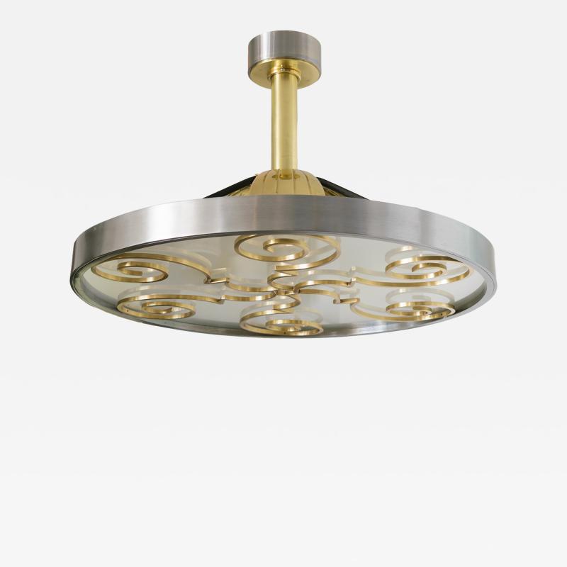  Arvika Studio LARS HOLMSTROM 1930S STEEL AND BRASS FIXTURE FOR ARVIKA STUDIO SWEDEN C 