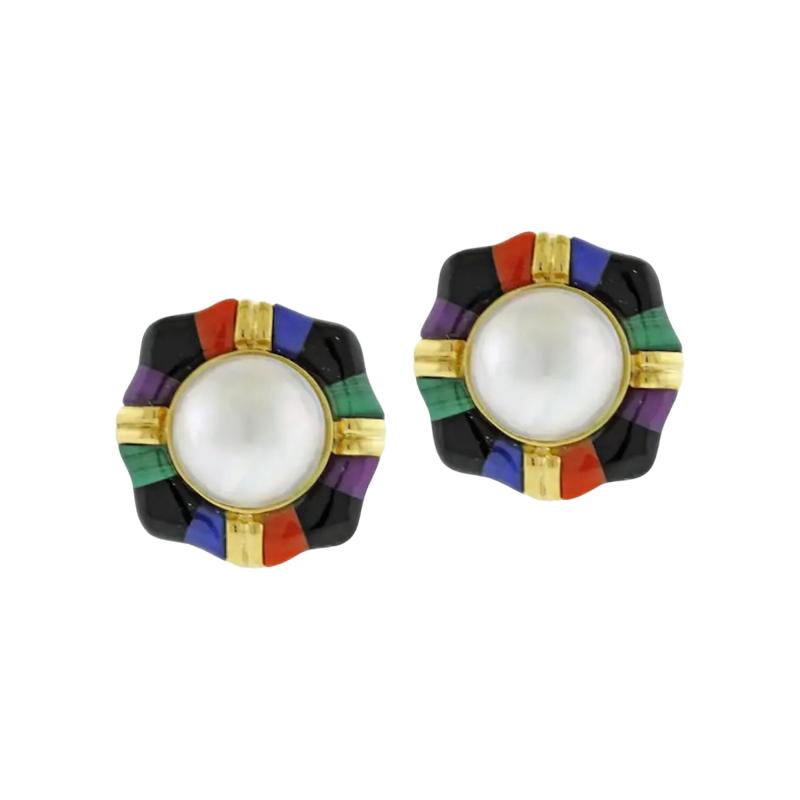  Asch Grossbardt Asch Grossbardt Mabe Pearl and Gemstone Earrings