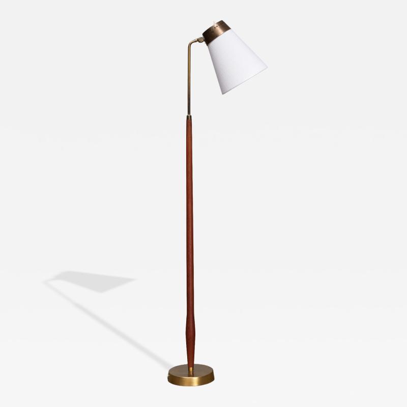  Asea ASEA Belysning Teak and Brass Floor Lamp with Adjustable Shade Sweden 1950s