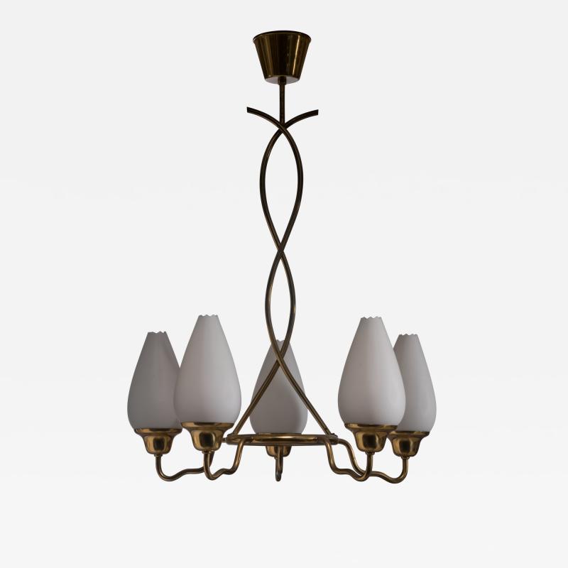  Asea ASEA brass and opaline glass chandelier