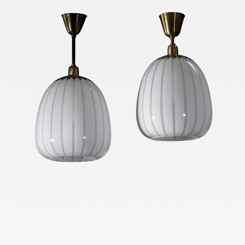  Asea ASEA pair of glass and brass pendants