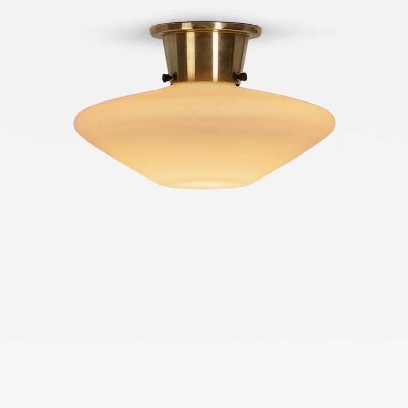  Asea Brass and Opal Glass Ceiling Lamp by ASEA Sweden 1940s