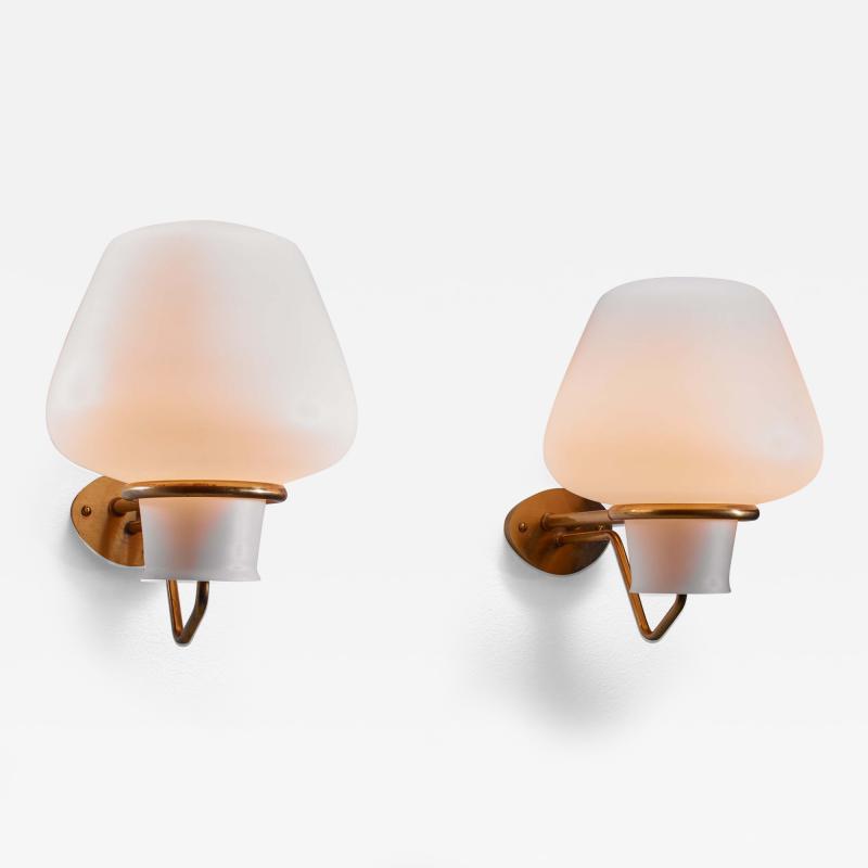  Asea Gunnar Asplund Brass and Opaline Glass Sconces