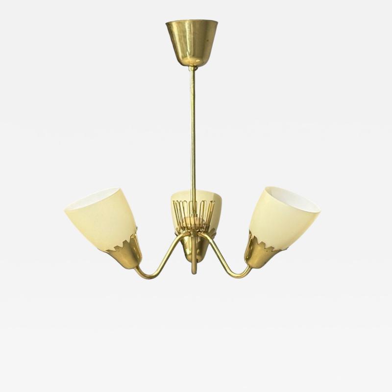  Asea Hans Bergstrom attr Pendant Light Brass Glass Sweden 1940s