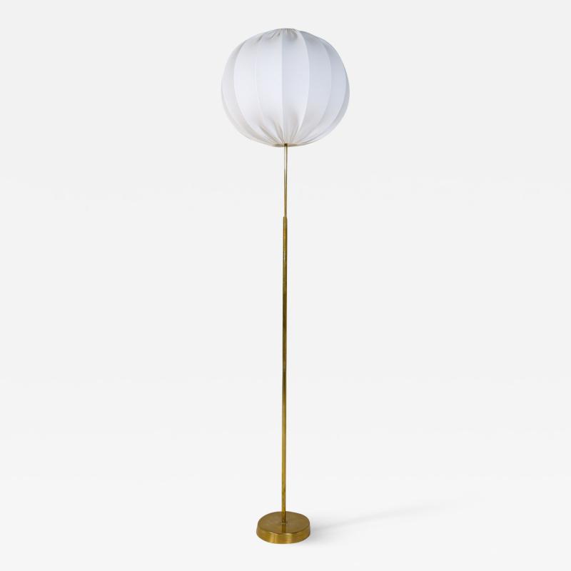  Asea Midcentury ASEA Brass Floor Lamp with Round Cotton Shade Sweden 1960s