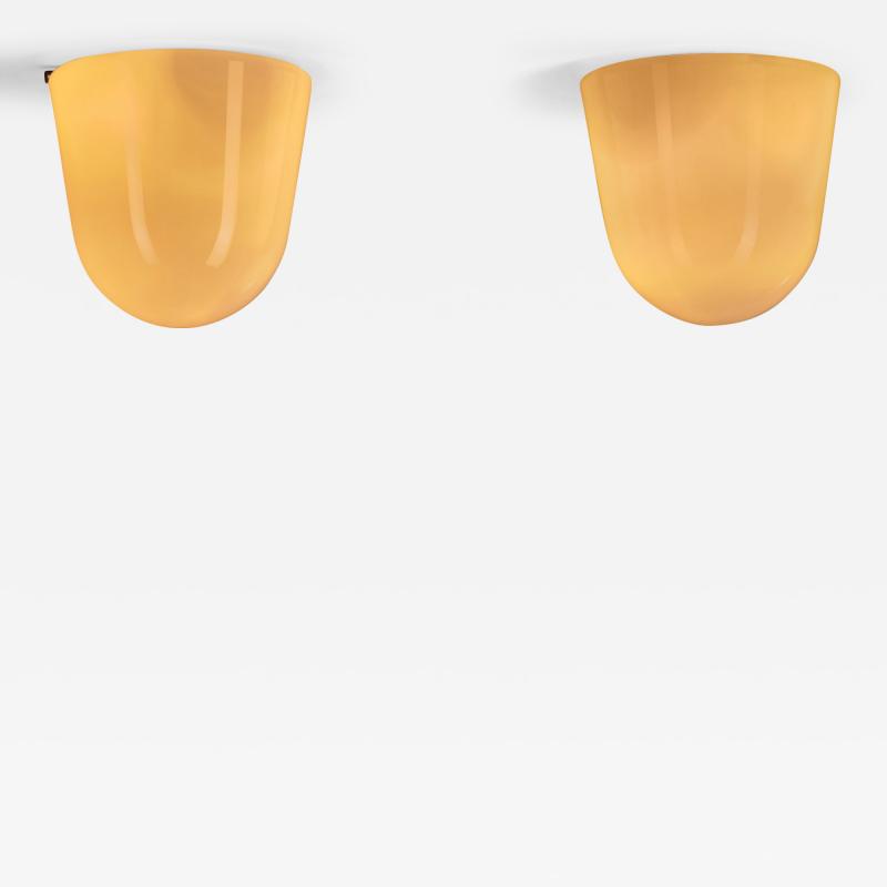  Asea Pair of Milk Glass Flush Mounts by ASEA Sweden Mid 20th Century