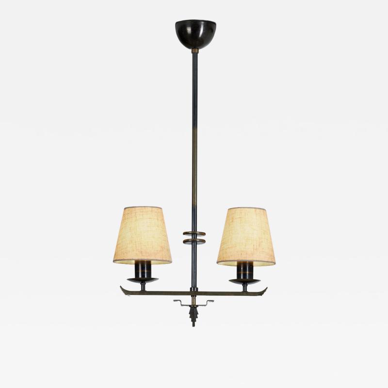  Asea Two Armed Art Deco Hanging Lamp by ASEA Sweden 1930s