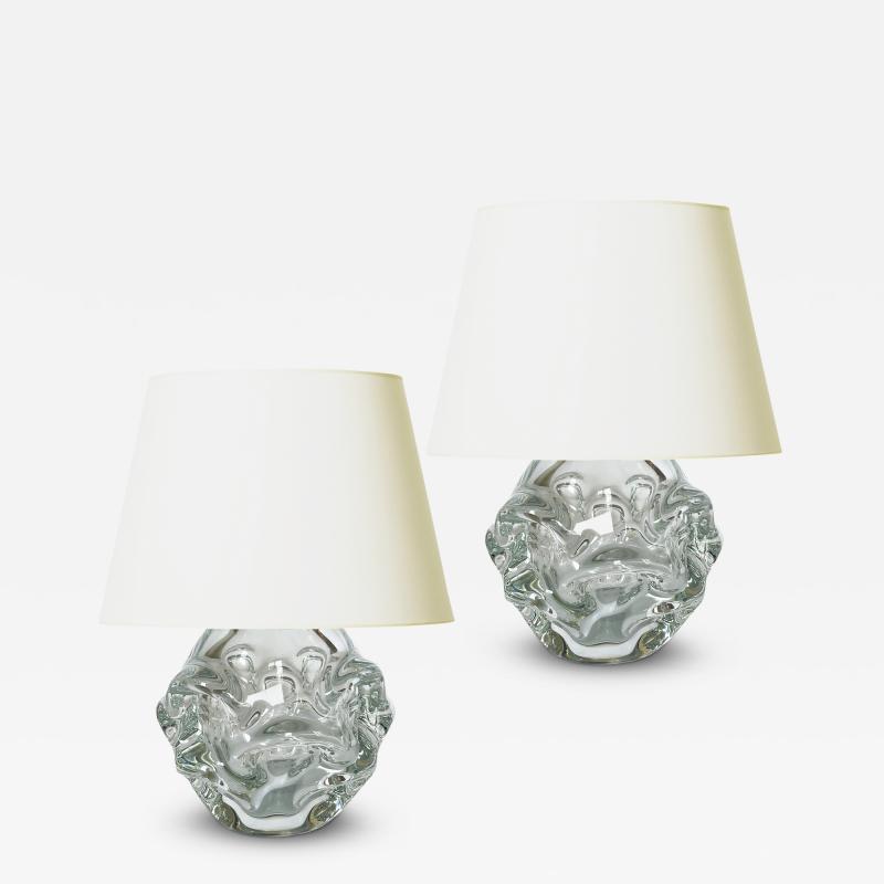  Aseda Glasbruk Pair of Sculptural Table Lamps by B rne Augustsson for seda Glasbruk